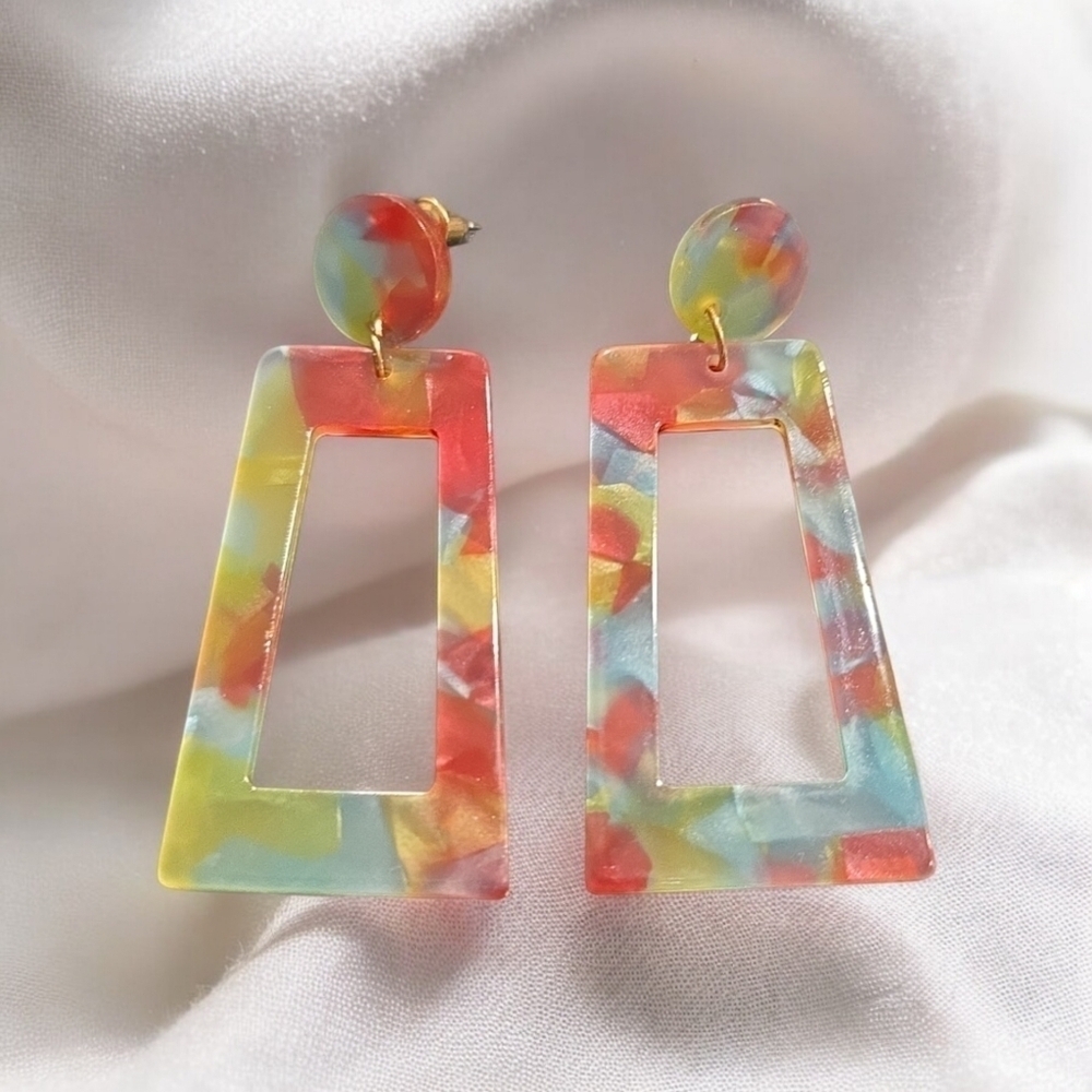 2 LEFT! Colorful Acrylic Drop Dangle Earrings
